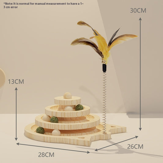 Toy Solid Wood Turntable Self-Hi Cat Teaser