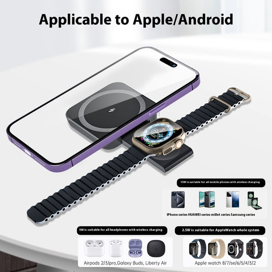 Three-in-one Wireless Charger Watch Earphone Cellphone Charging Set