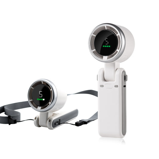 Hanging Neck Outdoor 180 Degree Folding Desktop Mini Fan Hand-held Folding High-speed Powerful Turbo Fan