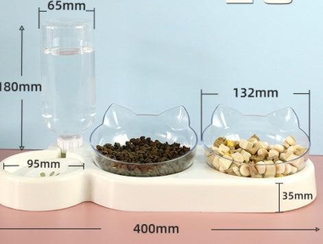 Dog Bowl Three Bowl Neck Guard Pet Feeder Automatic