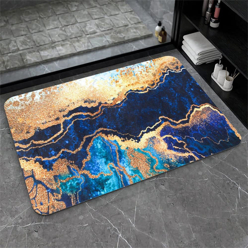 Nordic Light Luxury Marbling Diatom Ooze Absorbent Non-slip Floor Mat Toilet Door Quick-drying Feet