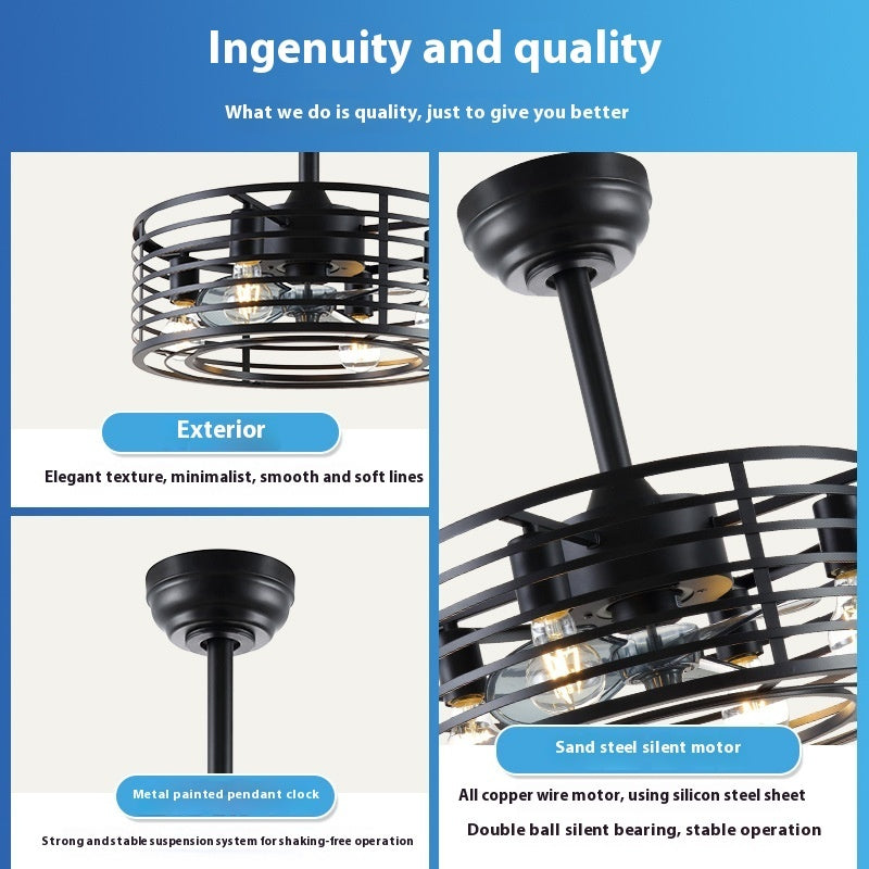 Retro Ceiling Fan Lights Industrial Style Iron Dining Roomliving Room Chandelier