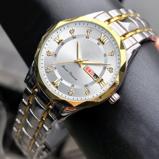Men's English Calendar Diamond Case Rope Luminous Waterproof Watch