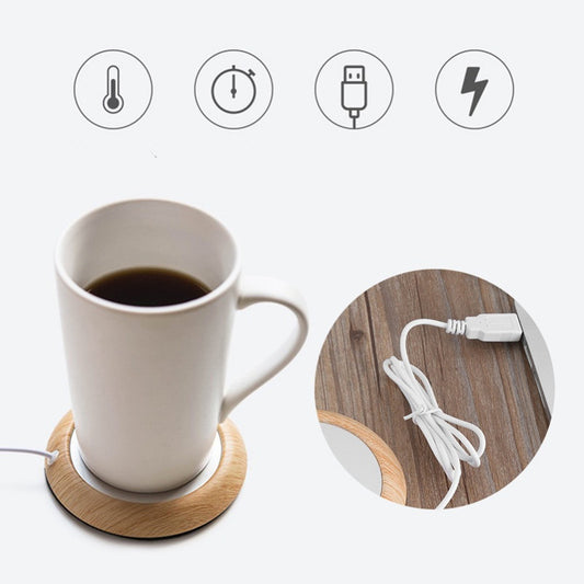 Original USB Wood Grain Cup Warmer Heat Beverage Mug Mat Keep Drink Warm Heater Mugs Coaster