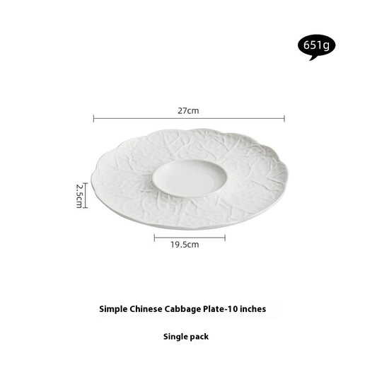 Cabbage-shaped Ceramic White Light Luxury High Sense Western Cuisine Plate