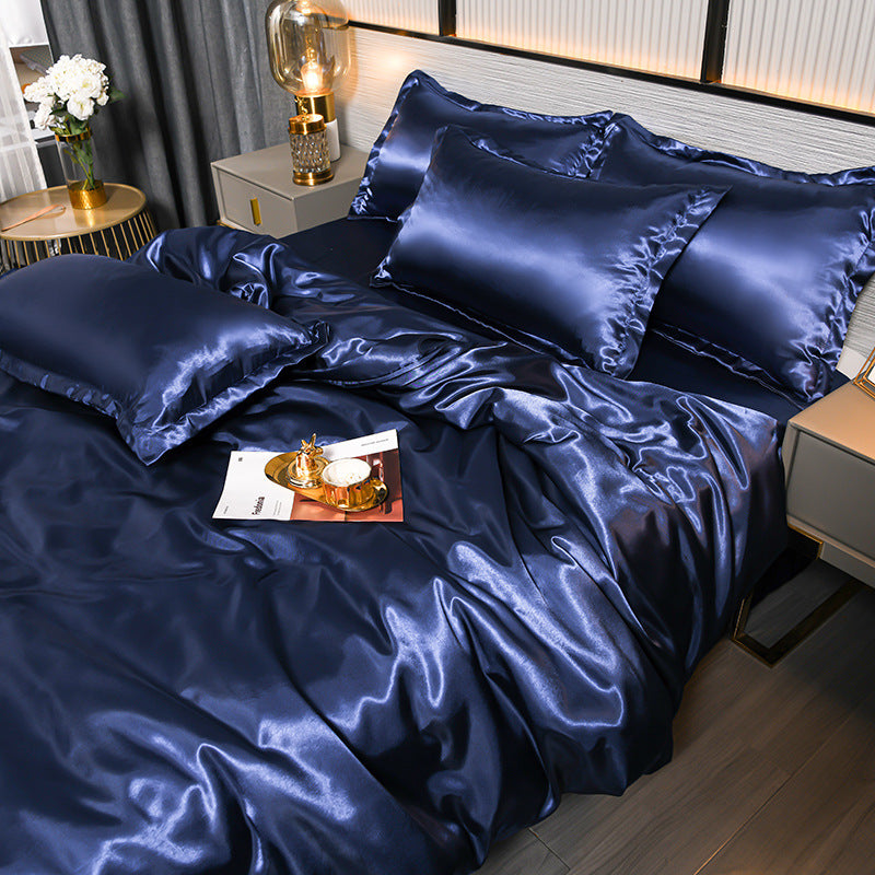 Solid Color High-profile Double-sided Ice Silk Four-piece Set Cool Silk