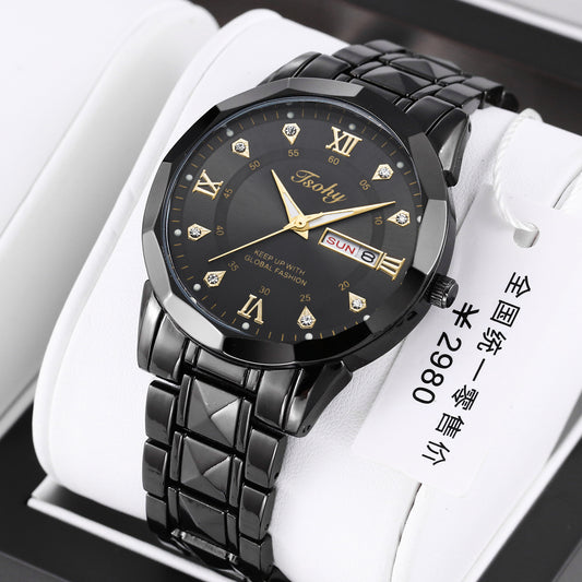 Quartz Watch Double Calendar Luminous Men