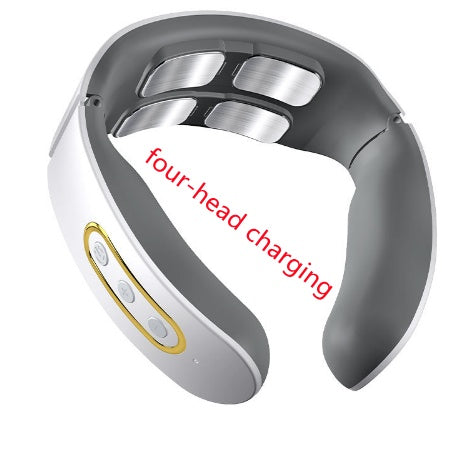 Four-Head Electric Pulse Neck Massager Far Infrared Heat Pain Relief Tool