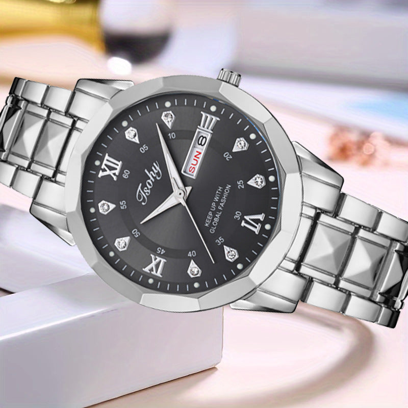 Quartz Watch Double Calendar Luminous Men