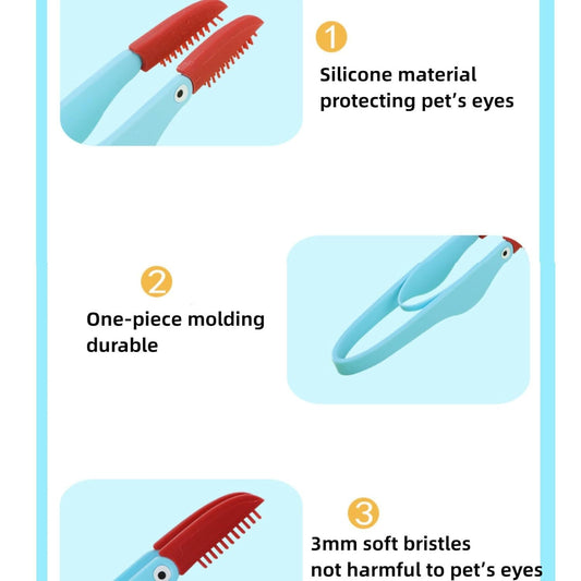 Pet Tear Marks Brush Pet Tear Marks Brush Cat Dog Eye Excrement Brush Soft Washable Pet Combing Brush With Handle Tear Comb Tear Stain Remover Comb Pet Grooming Tools