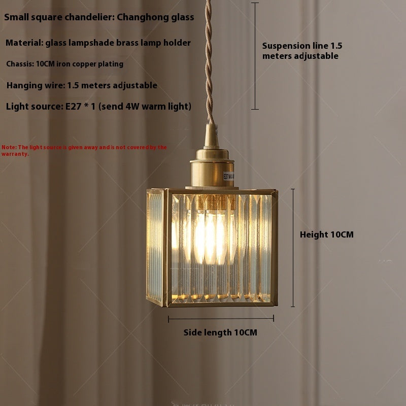 Retro Dining Room Bedroom Bedside Simple Glass Chandelier