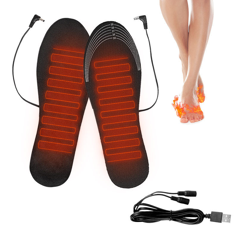 USB Warmed Insole Feet Warmer Rechargeable Heating Washable Size