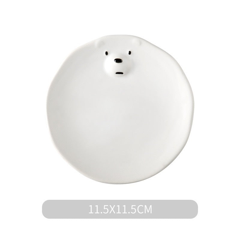 White Bear Bowl Dish & Plate Household Children's Tableware Set