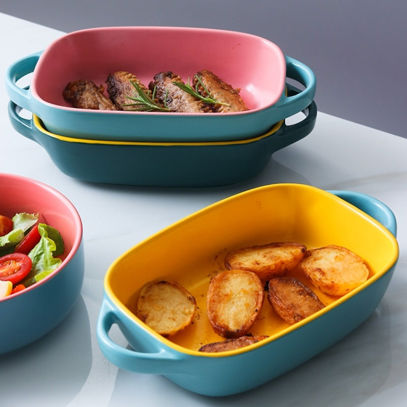Ins Ceramic Square Baking Tray, Cheese Baking Rice Plate