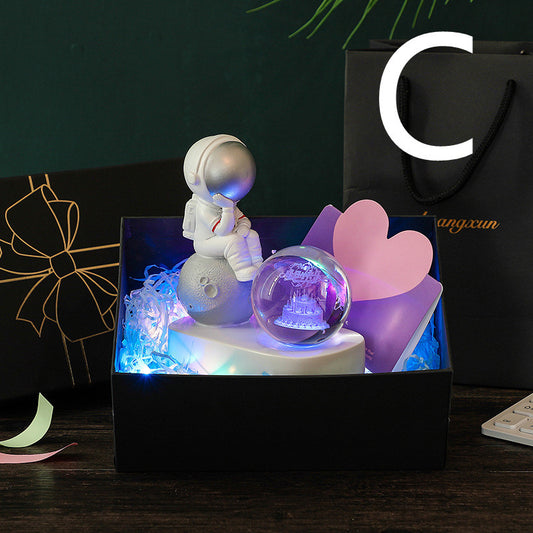 Space Astronaut Desktop Resin Decoration Dream Transparent Crystal Ball Gradient Light