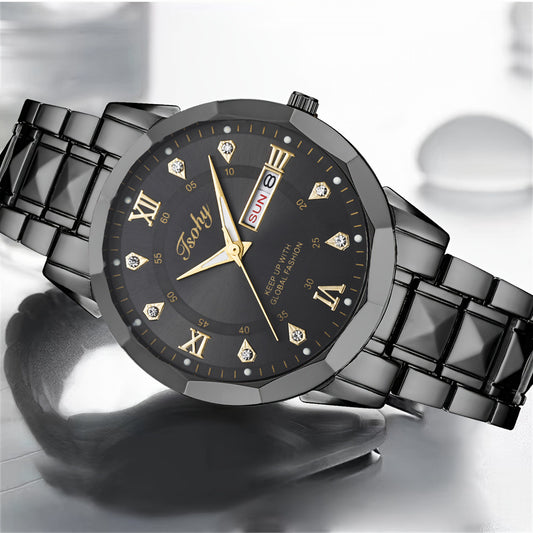Quartz Watch Double Calendar Luminous Men