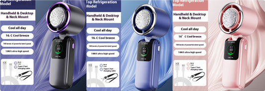 New Ice Pack High-Speed Handheld Eletirc Fan Speed Adjustable Folding Mini Fan Portable Outdoor Hanging Neck Small Fan