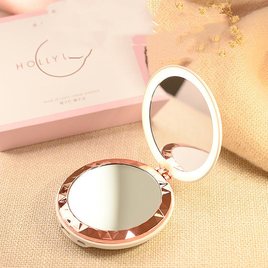 Mini Hand Warmer Makeup Mirror Double-sided Heating Baby Warmer