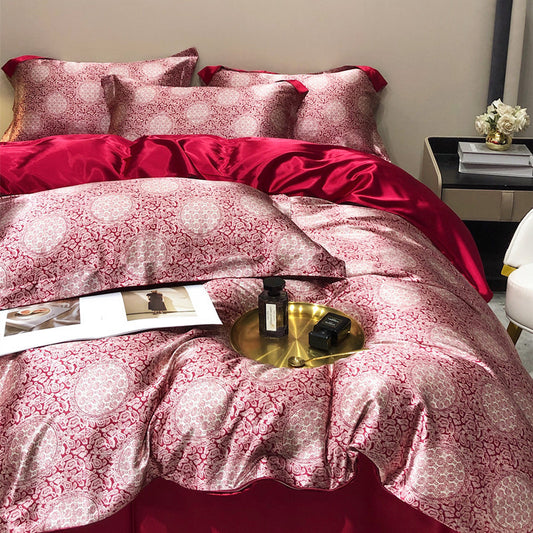 Bare Sleeping Silk Four-piece Set Silk Light Luxury Bedding