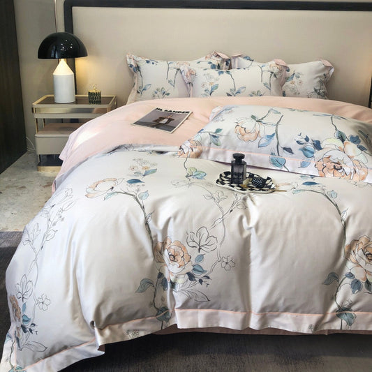 Satin Long-staple Cotton Pastoral Flowers Digital Printed Quilt Cover