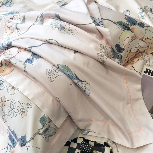 Satin Long-staple Cotton Pastoral Flowers Digital Printed Quilt Cover