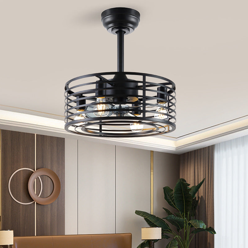 Retro Ceiling Fan Lights Industrial Style Iron Dining Roomliving Room Chandelier