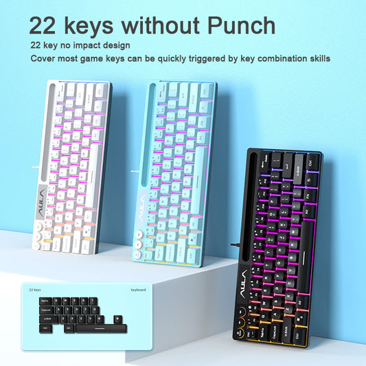F3061 61keys Wired RGB Gaming Keyboard Membrane Keyboar