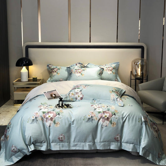 Satin Long-staple Cotton Pastoral Flowers Digital Printed Quilt Cover