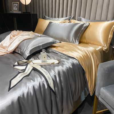 Affordable Luxury Style Silk Solid Color European Silk Bedding