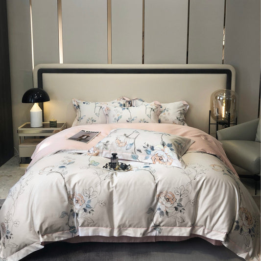 Satin Long-staple Cotton Pastoral Flowers Digital Printed Quilt Cover