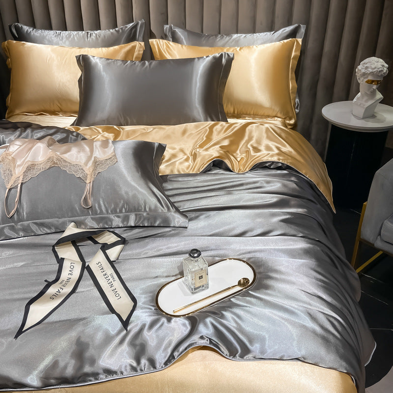 Affordable Luxury Style Silk Solid Color European Silk Bedding