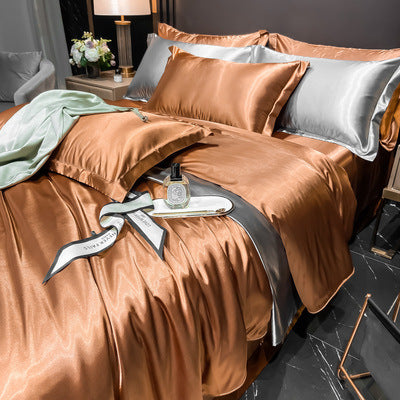 Affordable Luxury Style Silk Solid Color European Silk Bedding