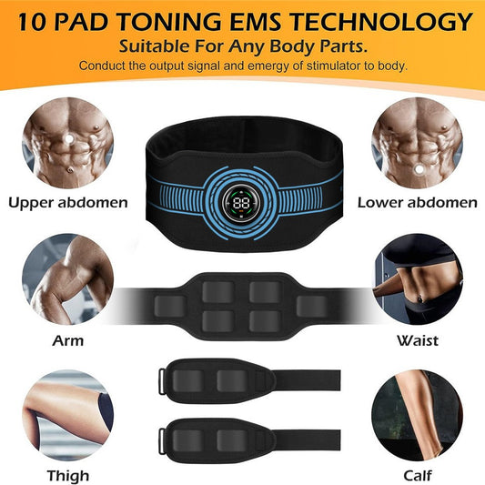 Upgrade 10 Pieces Touch Screen EMS Abdominal Muscle Belt Massage