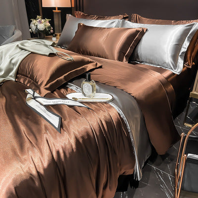 Affordable Luxury Style Silk Solid Color European Silk Bedding