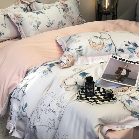 Satin Long-staple Cotton Pastoral Flowers Digital Printed Quilt Cover