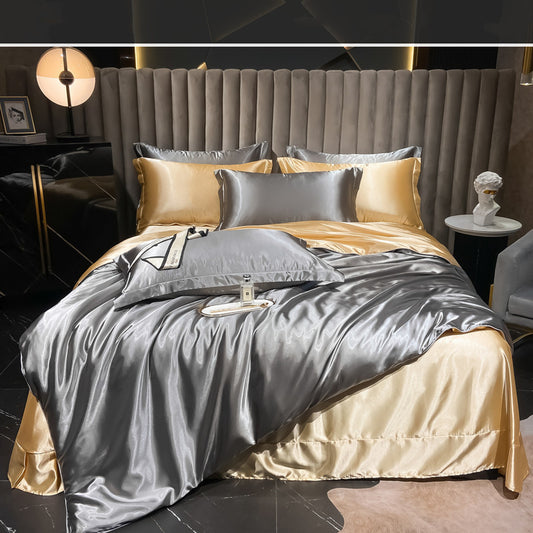 Affordable Luxury Style Silk Solid Color European Silk Bedding