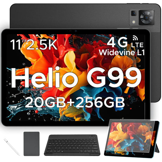DOOGEE T35 Android 14 Tablet with Keyboard20GB+256GB11 inch Tablet Helio G99 Octa-core TabletIPS 1600x2560 Display Gaming Tablet4G LTE Cellular Tablet with Case Mouse Black