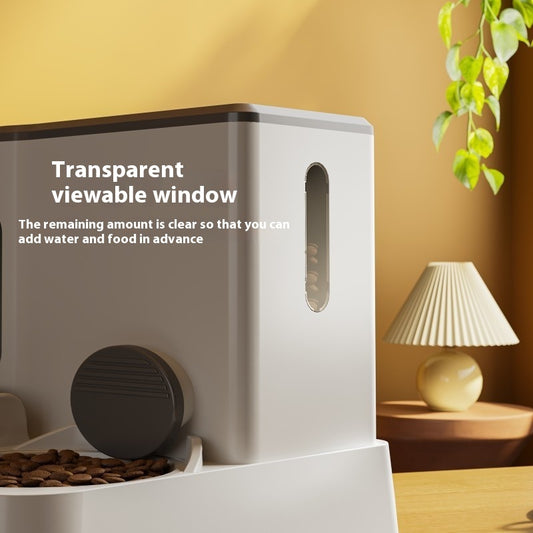 Cat Automatic Pet Feeder Water Dispenser Integrated Double Bowl Drinking Pet