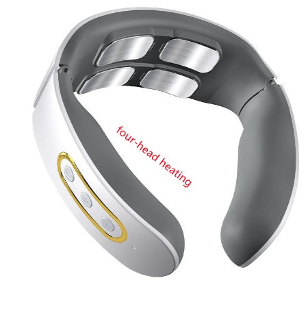 Four-Head Electric Pulse Neck Massager Far Infrared Heat Pain Relief Tool