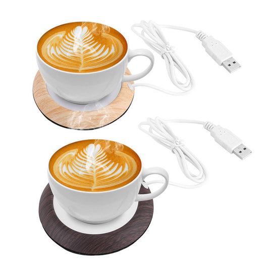 Metal Wood Grain Thermal Cup Pad Usb Coffee Milk Warmer Office Home Warm-keeping Water Cup Heating Base