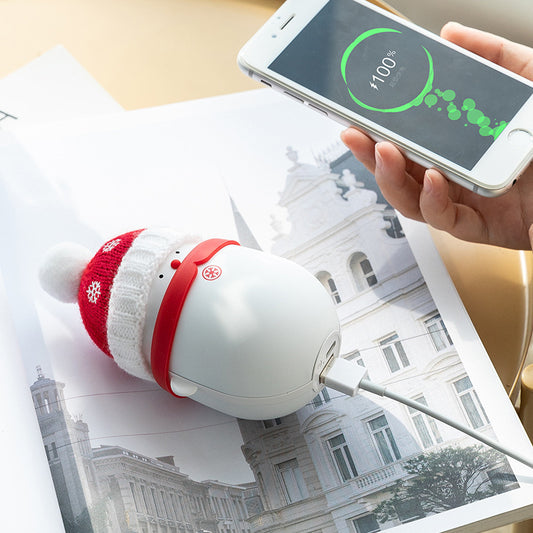 2 In 1 Hand Warmer USB Rechargeable Electric Hand Warmer Heater Mini Pocket Warmer Power Bank Snowman Christmas Gift