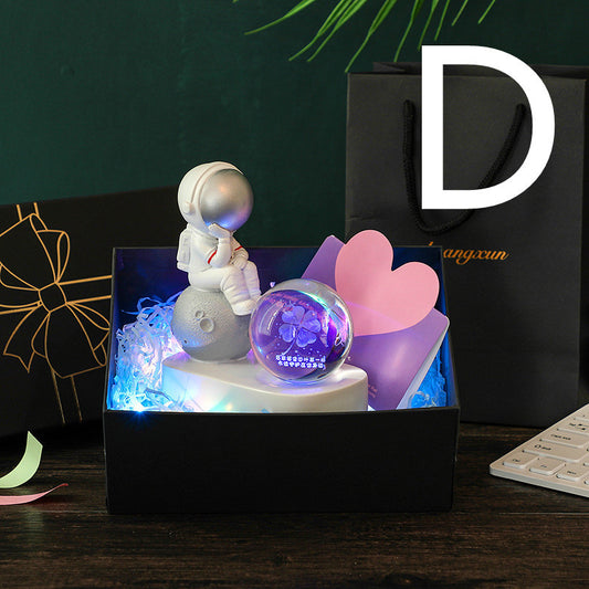 Space Astronaut Desktop Resin Decoration Dream Transparent Crystal Ball Gradient Light