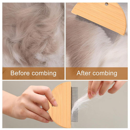 Flea Comb For Cats  Wooden Cat Comb Pet Comb With Rounded-Tip Teeth Tangles And Loose Fur Grooming Comb Tool For Cats Dogs And Rabbits Tangled Hair