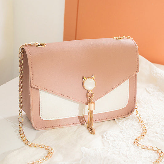 Small Messenger Bag New Sweet And Cute Cat Tassel Decoration Chain One Shoulder Small Square Bag Casual Messenger Bag