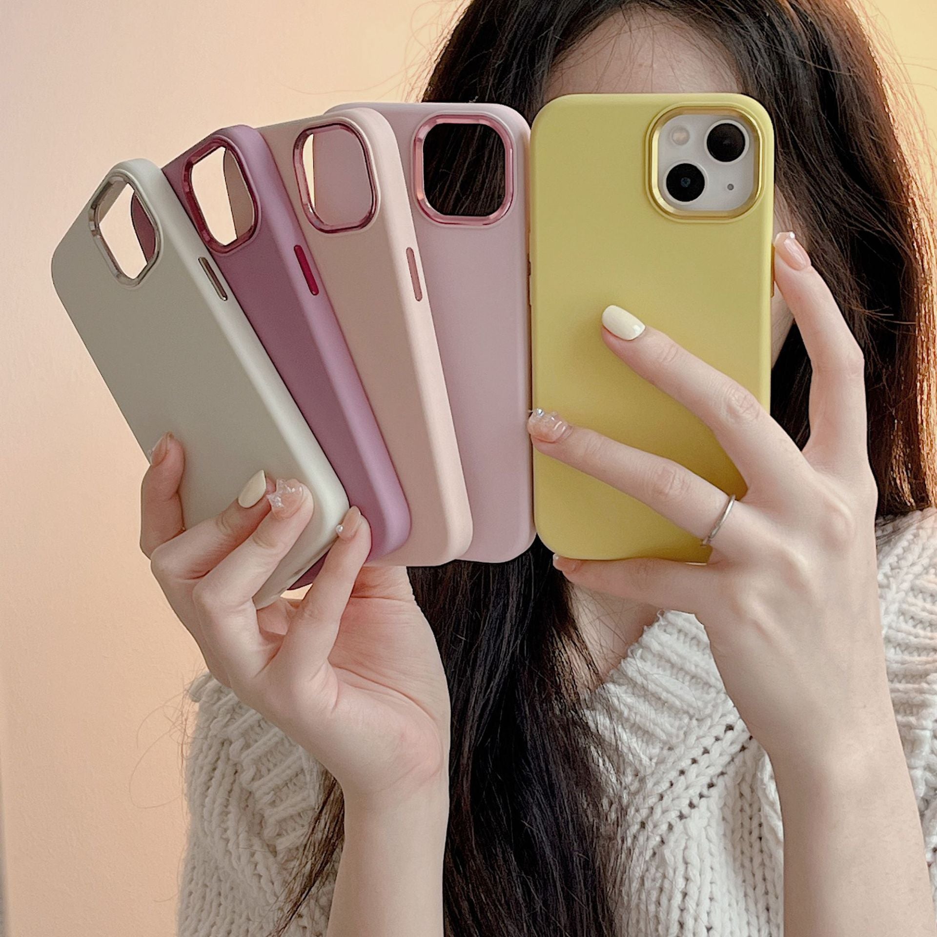 Full-cover Solid Color Liquid Silicone Metal Phone Case