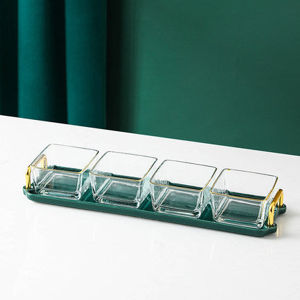 Light Luxury Glass Fruit Plate Dried Fruit Grid Plate Home Living Room Fruit Platter