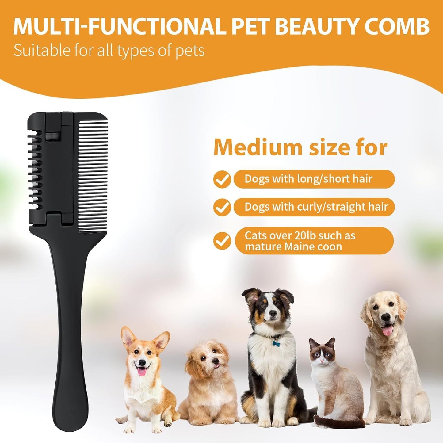 Razor Comb For Dogs Cats With Extra Blades Pet Razor Comb 2 In 1 Trimming Grooming Dog Cat Brush That Cuts Hair Hair Cutter Comb For Dog Cat Pet Hair Trimmer Grooming Comb For Dog Cat