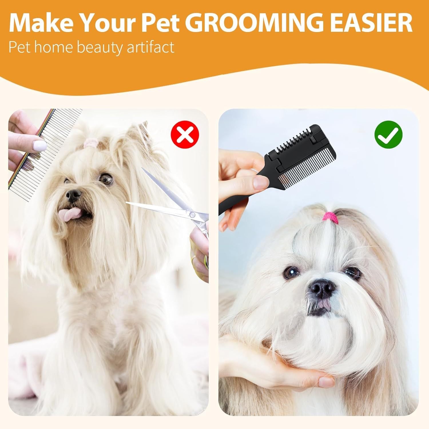 Razor Comb For Dogs Cats With Extra Blades Pet Razor Comb 2 In 1 Trimming Grooming Dog Cat Brush That Cuts Hair Hair Cutter Comb For Dog Cat Pet Hair Trimmer Grooming Comb For Dog Cat