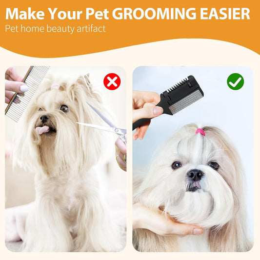 Razor Comb For Dogs Cats With Extra Blades Pet Razor Comb 2 In 1 Trimming Grooming Dog Cat Brush That Cuts Hair Hair Cutter Comb For Dog Cat Pet Hair Trimmer Grooming Comb For Dog Cat