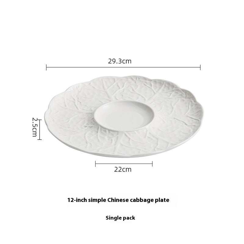 Cabbage-shaped Ceramic White Light Luxury High Sense Western Cuisine Plate